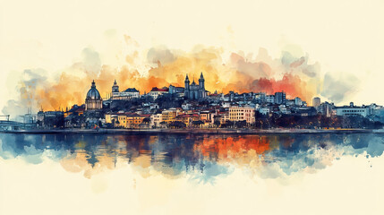 Belm, Brazil, color pen pencil hand-drawn effect drawing illustration for travel poster, card, wallpaper, backdrop or banner. Modern, clear, artistic and simple