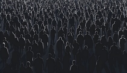Obraz premium Big crowd of people silhouette