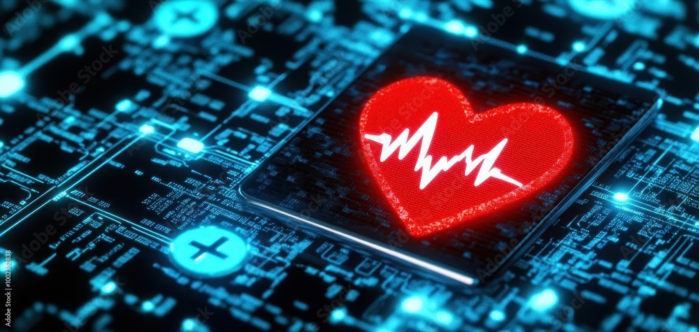 Poster closeup of a tablet displaying global healthcare data with digital networking icons overlayed cool b