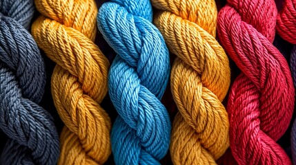 Colorful Skeins of Yarn Displayed in Rows at a Craft Store, Perfect for Knitting and Crochet Projects