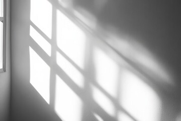 Light From Window. Abstract Diagonal Shadow Overlay Effect on White Wall