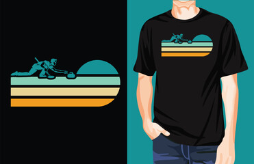 Curling retro stripes t-shirt design unique idea