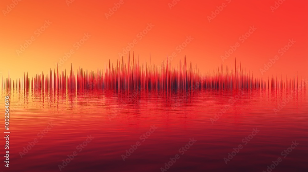 Poster vibrant sunset reflection creating a mesmerizing pattern on tranquil water surface