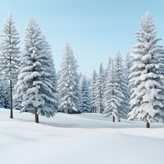 Fototapeta premium Tranquil Winter Landscape with Snow-Covered Trees
