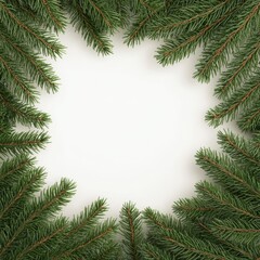 Christmas Tree Branches Framing Blank Space