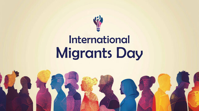 International migrants day celebration with diverse silhouettes design