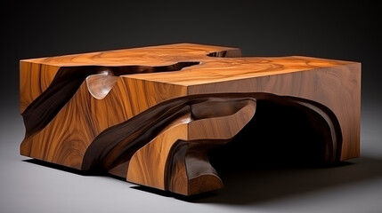Modern Wooden Coffee Table with Abstract Design