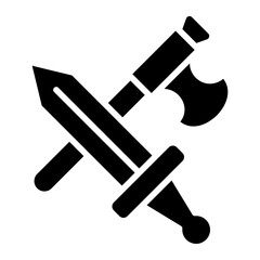 Axe And Sword Icon Style
