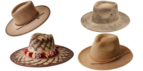 Modern ladies and jens hat isolated on white and transparent background