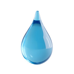 3D blue water drop shape isolated on transparent background