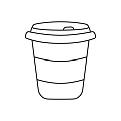 Takeaway Coffee Cup Line Icon. Disposable Cup with Lid Outline Symbol. Editable Stroke. Isolated Vector Illustration