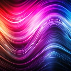 Obraz premium An abstract background featuring vibrant, flowing waves of gradient colors ranging from deep purples to bright pinks and blues. The fluid, smooth design creates a sense of motion and energy, perfect f