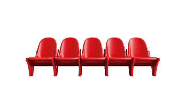 Red Stadium Seats  isolated on transparent or white background 