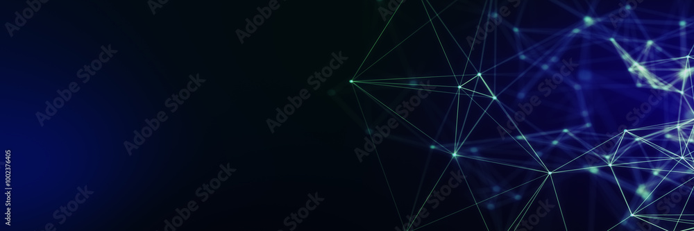 Poster abstract futuristic - technology with polygonal shapes on dark blue background. design digital techn