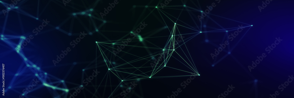 Poster abstract futuristic - technology with polygonal shapes on dark blue background. design digital techn