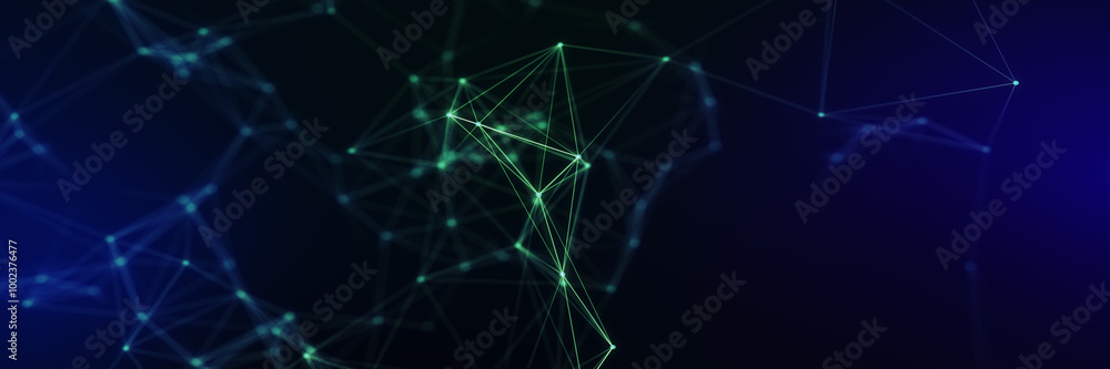 Poster Abstract futuristic - technology with polygonal shapes on dark blue background. Design digital technology concept. 3d illustration.