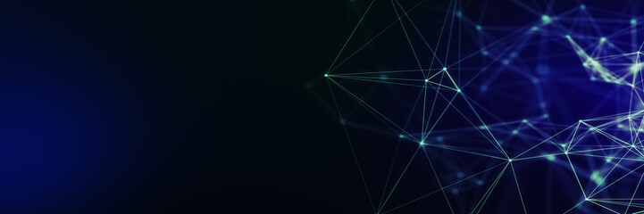 Abstract futuristic - technology with polygonal shapes on dark blue background. Design digital technology concept. 3d illustration.