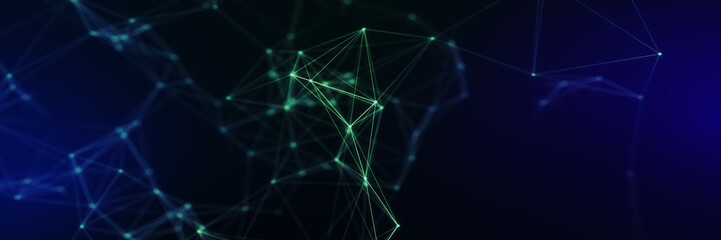 Abstract futuristic - technology with polygonal shapes on dark blue background. Design digital technology concept. 3d illustration.