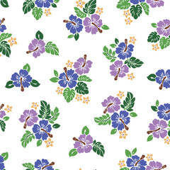 Beautiful tropical flowers seamless pattern,