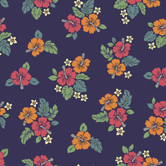Beautiful tropical flowers seamless pattern,