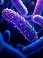 Fototapeta premium A Close-Up View of a Single Purple Bacterium with Rounded Shapes and Protrusions