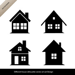 Fototapeta premium Variety of Mini House Silhouettes Vector Art Set Design