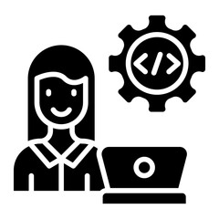 Developer Female Icon Style