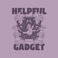 retro cartoon emblem of smartphone fiend