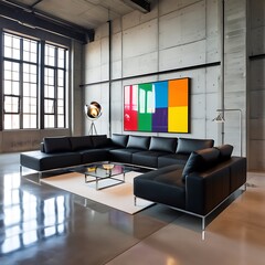 Modern minimalistic interior with geometric art. contemporary interior decor and stylish home