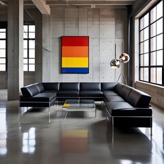 Modern minimalistic interior with geometric art. contemporary interior decor and stylish home