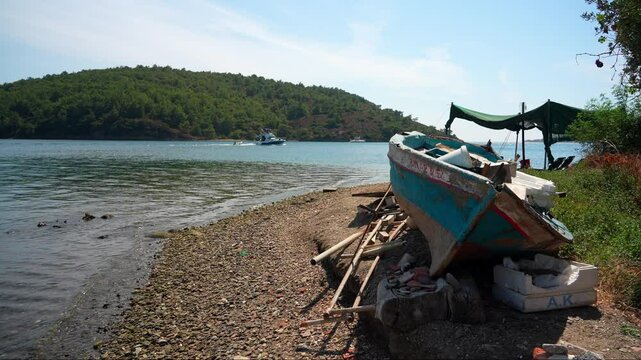 fishing boat in the fishing village of Pirgi Lesbos, Greece