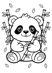 cute panda coloring page illustration © Sugeng