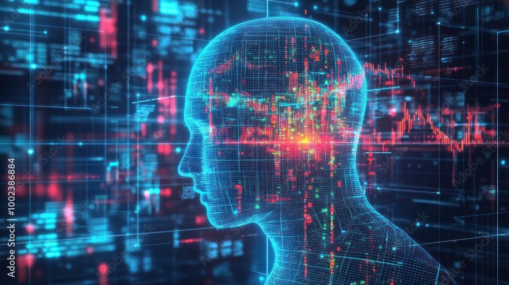 Poster Digital Human Profile Constructed From Binary Code and Data