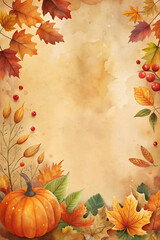 Seasonal menu design, empty space surrounded by autumn foliage