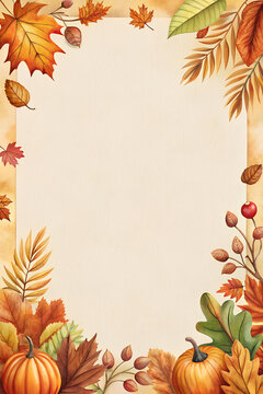 Blank autumn-themed menu layout with fall leaves