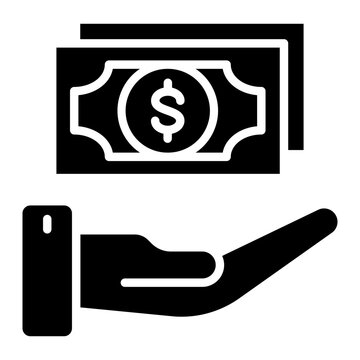 hand holding money black icon