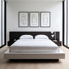 Frame & poster mockup Interior Design. Architecture. Computer generated image of bed room. Architectural Visualization.