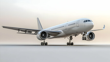 Obraz premium 3D Render of White Airplane on a Runway