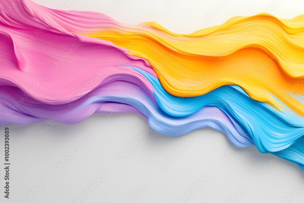 Poster colorful abstract brushstroke banner design with empty title space and call to action label