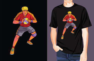 Handball player t-shirt design unique idea