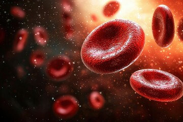 Close-up of Red Blood Cells Floating in a Fluid