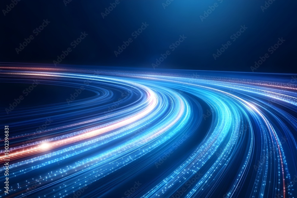 Poster mesmerizing abstract digital background with luminous light streaks in cyberspace