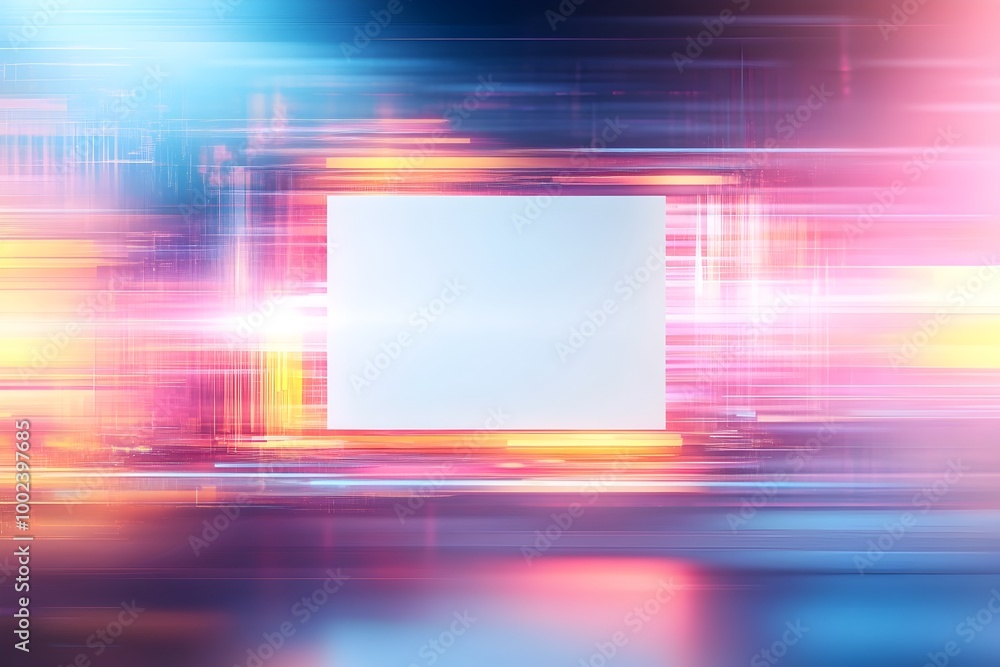 Poster vibrant abstract glitch art banner design with blank title space and call to action element