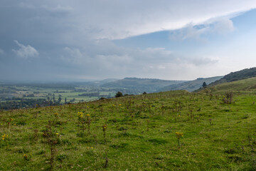 Obraz premium Hills in the South Downs, near Fulking, on a misty day in September