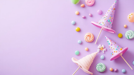 Obraz premium purple background with 3 witches hats.
