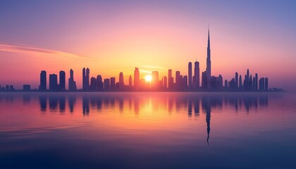 Fototapeta premium A minimalistic cityscape during a sunrise