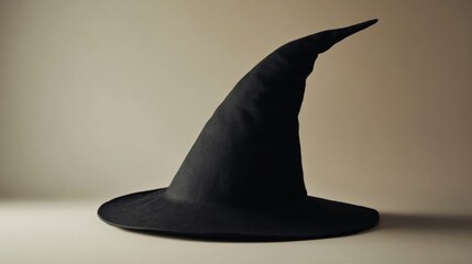 Black witch hat on a neutral background