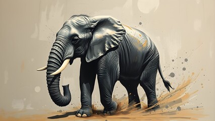 Fototapeta premium Elephant Stomping, Powerful Movement