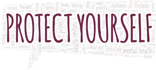 Protect Yourself word cloud conceptual design isolated on white background.