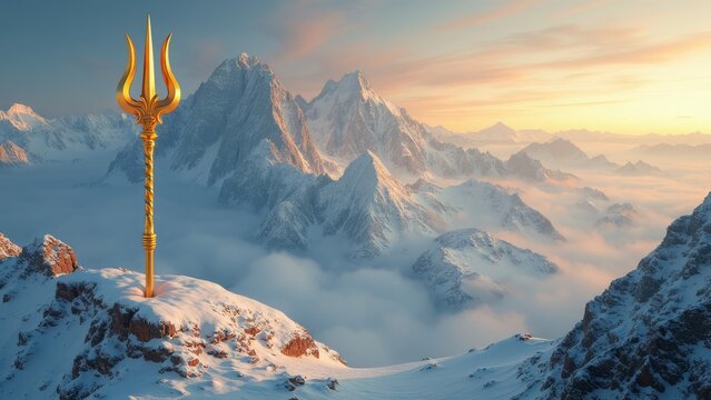 Lord shiva's weapon trishool in ice